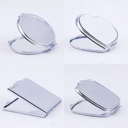 iron framed mirrors Canada - DIY Makeup Mirrors Iron 2 Face Sublimation Blank Plated Aluminum Sheet Girl Gift Cosmetic Compact Mirror Portable Decoration RH7329