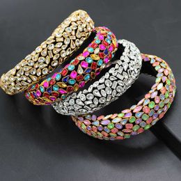 Baroque luxury heavy industry exaggerated Colour rhinestone headband party catwalk ladies gift hair accessories 766 X0625