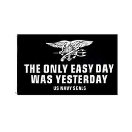 The Only Easy Day was Yesterday Us Navy Seals Flag Vivid Color UV Fade Resistant Outdoor Double Stitched Decoration Banner 90x150cm Sports Digital Print Wholesale