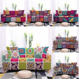 Mandala Plaid Elastic Sofa Cover for Living Room Modern Furniture Armchair All Corners Stretch Bohemia Couch 211207