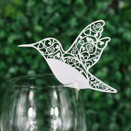 Party Decoration 50 PCS Delicate Bird Carved Laser Cut Wine Glass Card Creative Weding Wishing Cards For Wedding Birthday Part Favor