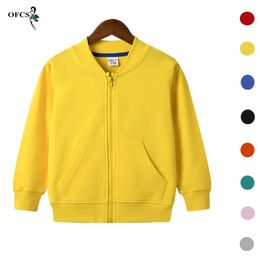 Spring Baby Boys Girls Hooded Sweatshirts Kids Zipper Coat Outwear 2-12Years Children's Clothes Cotton Tops Jackets Clothing 211023
