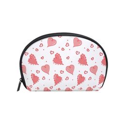 FengJu Multifuncition Shell Cosmetic Bag Purse Half Moon Hanging Travel Toiletry Pouch For Girls Woman Hearts Lover Bags & Cases