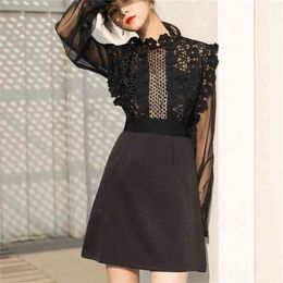 Arrival Self Portrait Runway Crochet Hook Flower Lace Hollow Out Casual Party Dress Mini Female Dresses Vestidos 210603