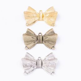 30pcs 24 * 36MM bronzo antico papillon bowknot charms pendenti in oro color argento vintage per bracciale orecchino creazione di gioielli fai da te
