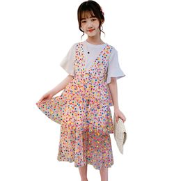 Teen Girls Clothing Tshirt + Dot Mesh Dress est Sets Summer Costumes For Children 210527