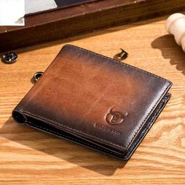 Wallet mens short paragraph anti-theft swipe multi-card first layer soft leather money clip