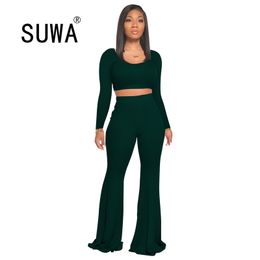 Solid Color Tracksuits Women Two Piece Lounge Set Spring Street t-shirt Crop Tops + Jogger Pants Suits Casual 2pcs Sexy Outfits 210525