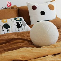 Bubble Kiss Plush Round Cushion Cute Throw Pillow Velvet Ball Nordic Home Decorative Couch Office Chair Floor 211203