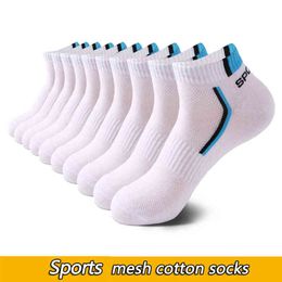 dry wicking socks UK - High Quality Mesh Men's Cotton Socks Ankle Sports Running Low-cut Socks Men Athletic Sock Dryness Moisture Wicking Big Size 6-13 220105