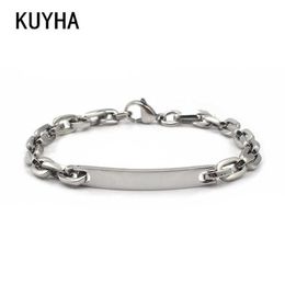 316l Steel Lady Bracelet Engravable Laser /name Jewellery Women Chain Link Bracelet Children Present Wristbands Q0717