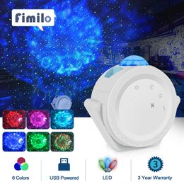 Star Night Light Projector Starry Sky Moon Projector Galaxy Ocean Nebula Lamp 6 Colors 360 Degree Rotation Night Lamp for Kids Y0910