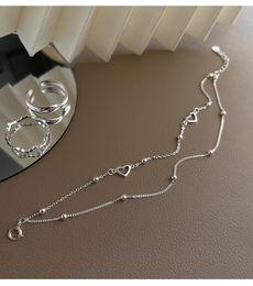 Silver Double Layers Heart Charm Bracelets &Bangle For Women Girls Elegant Birthday Wedding Party