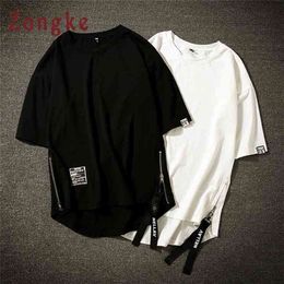 Zongke White T Shirt Men shirt Harajuku Vintage - Clothes Streetwear Hip Hop Summer op 5XL 210716