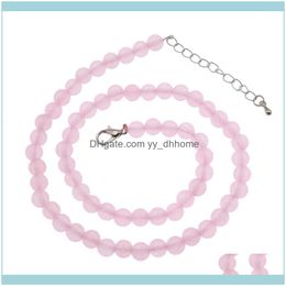 Chokers Necklaces & Pendants Jewelrylovely Pink Crystal Beads Chokernecklace Stone Transparent Jades Necklace Short Chain Trendy Clavicle Gi