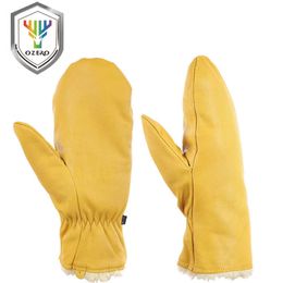 Ozero Motorcycle Gloves Leather Genuine Sheepskin Sports Ski Kitchen Hand Heated Motor Moto Gloves for Motorcycle Winter 5008 H1022