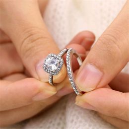 Moissanite Bizuteria Gemstone Real 14 K White Gold Ring For Women Solid 14K Anillos DeWedding Jewellery Rings Box Cluster