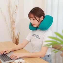Press the Inflatable U-shaped Pillow to Protect the Neck, Travel, and Car Essential Portable Airplane Nap Artifact F8140 210420