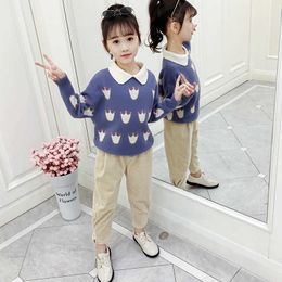 Girls Sweater Kids Coat Outwear 2021 Crown Plus Velvet Thicken Warm Winter Autumn Tops Fleece Christmas Children's Clothing Y1024
