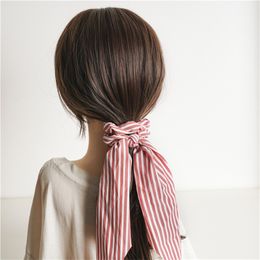 Girls Hair Scarf Striped Long Streamers Hairbands Scrunchies Bow Hair Bands Ponytail Holder Hair Accessories 5 Colours 1675 B3