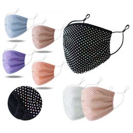 Face Mask Shiny Bling Rhinestone Mesh Reusable Hollow Cloth Decor Jewellery Crystal Masquerade Party Masks Women Girls Adult Diamond JY0896