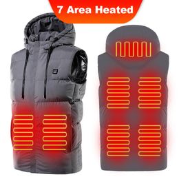 E-BAIHUI 7 Areas 9 Zone Heated Hooded Vest Electric Heat Intelligent Warm Clothes Asian Size Men Electric Heating Jacket Body Warmer NO Charge Bank
