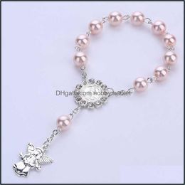 Link, Chain Bracelets Jewelry Angel Baptism Favors Colorf Communion Recuerditos Para Bautizo Finger Rosaries Christening Favor 210619 Drop D