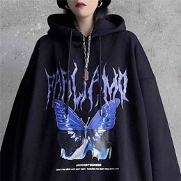 Dark Hoodie Autumn Korean Oversize Loose Top Gothic Sweatshirt Streetwear Harajuku Punk Women's 210809