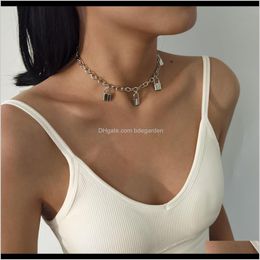 & Pendants Drop Delivery 2021 Gold Lock For Women Padlock Pendant Necklace Punk Curb Cuban Chunky Thick Chain Choker Necklaces Jewellery Hutkg