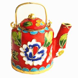 Colorful Enamel Filigree Handle Small Pot Table Decoration Ornaments Handmade Chinese Cloisonne Copper Home Decor Crafts Gift