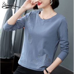 Ladies Tops Shirt Blusas Mujer Women Blouse Autumn Causal Slim Offioce Round Collar Long Sleeve 4xl shirt 7837 50 210427