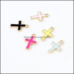 Pendant Necklaces & Pendants Jewellery 6 Colours Enamel Cross Jesus 10Pcs/Lot Crucifix Charms Fashion Diy Aessories For Bracelets Necklace Earr