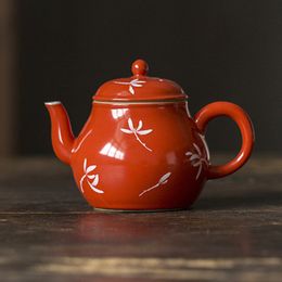 Antique Ceramic Teapot Retro Red household kettle hot and cold pot tea maker wholesale