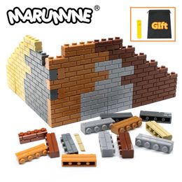 MARUMINE City Part 1x4 Dots Bricks 15533 Houses Wall Building Blocks Compatible Learning Classic DIY MOC Educational Toy Set Q0624