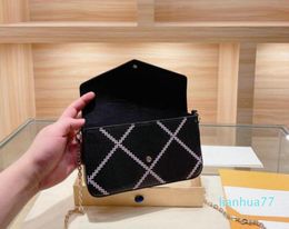 Designer- Fashion 3pcs/set Women Shoulder Bag Clutch Wallet Luxury Crossbody handbag Removable Chain