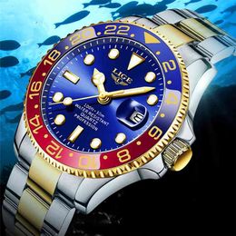 LIGE Men's Watches Quartz Wrist Watches Top Brand Luxury Stainless Steel Watch for Men Waterproof Calendar Clock Male Wristwatch 210804
