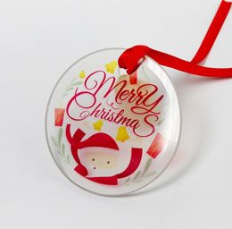 Sublimation Blank Glass Pendant Christmas Ornaments 3.5inch Single Side Thermal Transfer Ornament Festival Decor Custom Diy Pendants SN2865