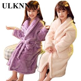 ULKNN Winter Children's Bathrobe Pyjamas For Girls Kids Sleepwear Robe 2-14 Years Teenagers Pyjamas For Boys 210901