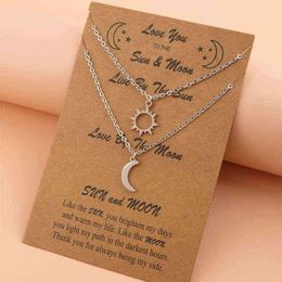 Charm Moon Sun Couple Necklace Stainless Steel Hollow Butterfly Heart Pendant Link Chain Necklace For Women Men Family Jewellery G1206