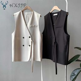 Autumn Women's Short Office Lady Casual Blazer Vest Women Black Slim Ladies Fashion Elegant Sleeveless Outerwear Coats 210607