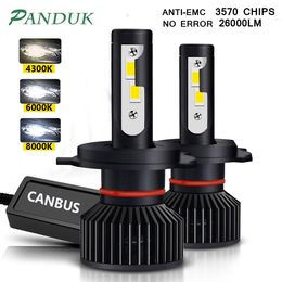 PANDUK H7 26000LM 110W Canbus Headlight H1 H4 H8 H11 9005 9006 Hb3 9004 H13 9012 Led Bulb Turbo Lamp For Car 12V 6000K 8000K