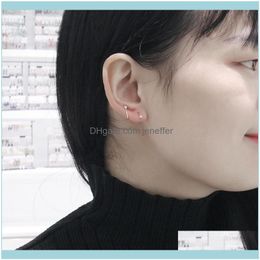 Charm Jewelryfactoryb8Vj Spiral Female S925 Double Head Sier Ear Bone Earrings Screw Tremella Ornaments Drop Delivery 2021 Tpbin