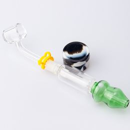 Chinafairprice CSYC NC022 Smoking Pipe Glass Bong 10mm 14mm Quartz Ceramic Tip Quartz Banger Nail Clip Colourful Dab Rig In-Line Water Perc Bubbler Pipes Bongs