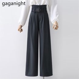 Solid Elegant Women Long Pant High Waist Korean Fashion Trousers Spring Autumn Plus Size Wide Leg Pants Office Lady 210601
