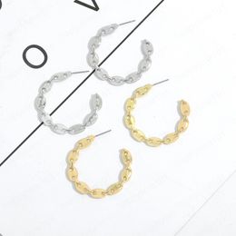 Geometric Big C-Shaped Earring Fashion Punk Gold Color Metal Hoop Earrings for Women Statement Jewelry Party