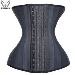 Waist Trainer Corsets Latex gaine ventre Steel slimming underwear body Shaper women Bustiers colombian girdles Modeling Strap 220307