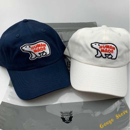 Hip-Hop Polar bear Embroidery Navy Blue White HUMAN MADE Hat Men Women 1:1 High-Quality Casual HUMAN MADE Baseball Cap Q0911