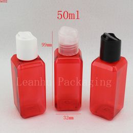 50 X 50ml Empty Red Square PET Cream Bottle With Disc Cap For Cosmetic Use,dropper container,essential oil bottle