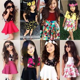 Baby Girl Clothes Set Toddler Girl Solid Shirts Flower Skirts 2pcs Set Floral Girls Skirt Suits Summer Baby Clothing 13 Designs DW5411