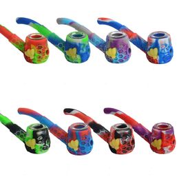 Pipes Colourful Silicone Portable Smoking Dry Herb Tobacco Glass Hole Philtre Bowl Innovative Design With Titanium Tip Straw Spoon Oil Box Case Holder Handpipes DHL